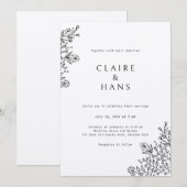 Eenvoudige huwelijksuitnodiging kaart (Voorkant / Achterkant)