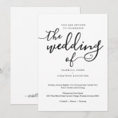 Eenvoudige huwelijksuitnodiging kaart (Voorkant / Achterkant)