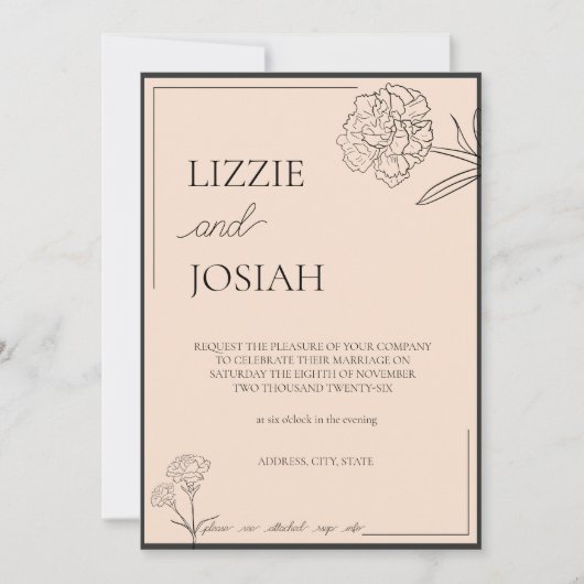 Eenvoudige huwelijksuitnodiging kaart (Voorkant)