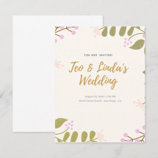 Eenvoudige huwelijksuitnodiging / Moderne huwelijk Kaart (Voorkant / Achterkant)