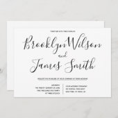 Eenvoudige Huwelijksuitnodigingen met Script Lette Kaart (Voorkant / Achterkant)