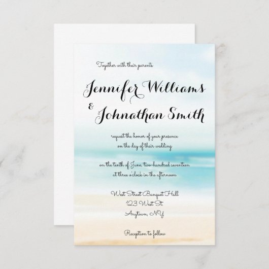 Eenvoudige huwelijksuitnodigingen voor strandbeste kaart (Voorkant / Achterkant)