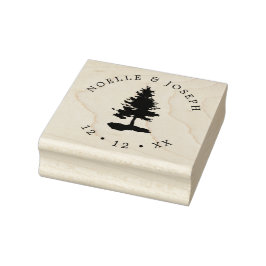 Eenvoudige Huwelijksvoltrekking met Dennenhout Rubberstempel