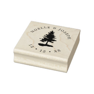 Eenvoudige Huwelijksvoltrekking met Dennenhout Rubberstempel