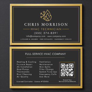 Eenvoudige HVAC-technicus QR-code glimmend metaala Visitekaartje