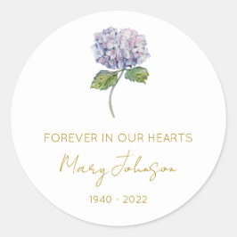 Eenvoudige Hydrangea Herdenking Klassieke Ronde St Sticker