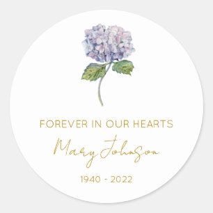 Eenvoudige Hydrangea Herdenking Klassieke Ronde St Sticker