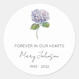 Eenvoudige Hydrangea Herdenking Klassieke Ronde St Sticker