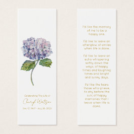 Eenvoudige Hydrangea Rouwherdenkingsbladwijzer Mini Visitekaartjes