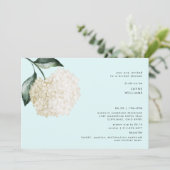 Eenvoudige Hydrangea Steel Seafoam Bruidsdiner  Kaart (Staand voorkant)