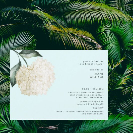 Eenvoudige Hydrangea Steel Seafoam Bruidsdiner  Kaart