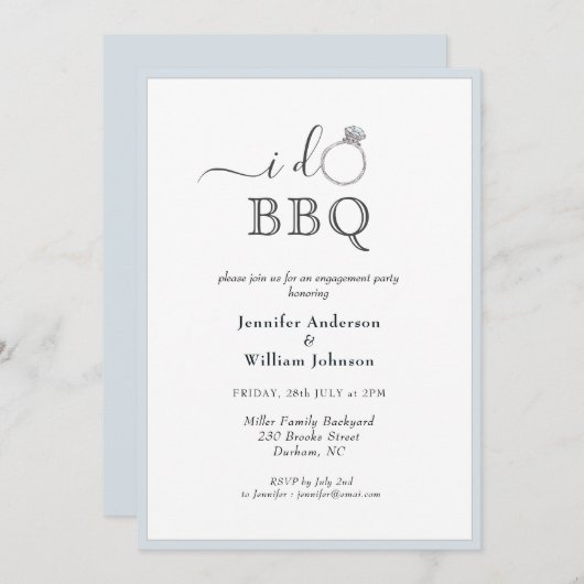 Eenvoudige I DO BBQ met ringverlofpartij Aankondiging (Voorkant / Achterkant)