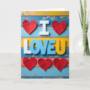 Eenvoudige I Love U Hartjes Kaart