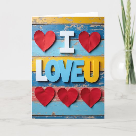 Eenvoudige I Love U Hartjes Kaart (Voorkant)