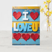 Eenvoudige I Love U Hartjes Kaart (Gele Bloem)