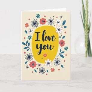 Eenvoudige I Love You Bloemen Kaart