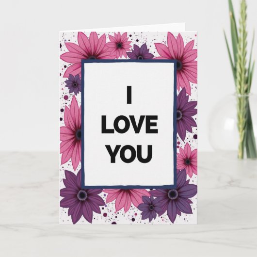 Eenvoudige I Love You Bloemkaart Kaart (Voorkant)