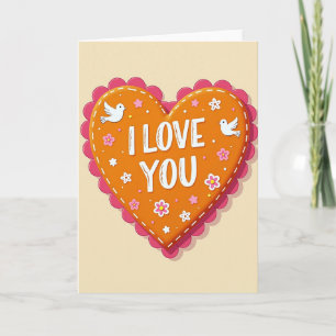 Eenvoudige I Love You Geborduurde Kaart
