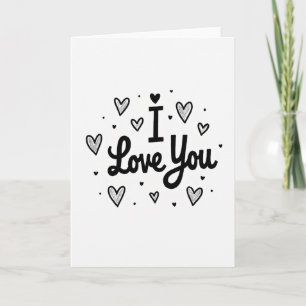 Eenvoudige I Love You Geschetste Hartjes Kaart