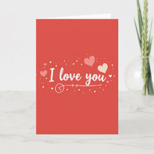 Eenvoudige I Love You Glitter Hearts Kaart