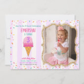 Eenvoudige Ice Cream Party-uitnodiging met foto Kaart (Voorkant)