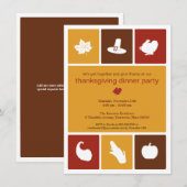 Eenvoudige Iconen Thanksgiving Dinner Invitation Kaart (Voorkant / Achterkant)