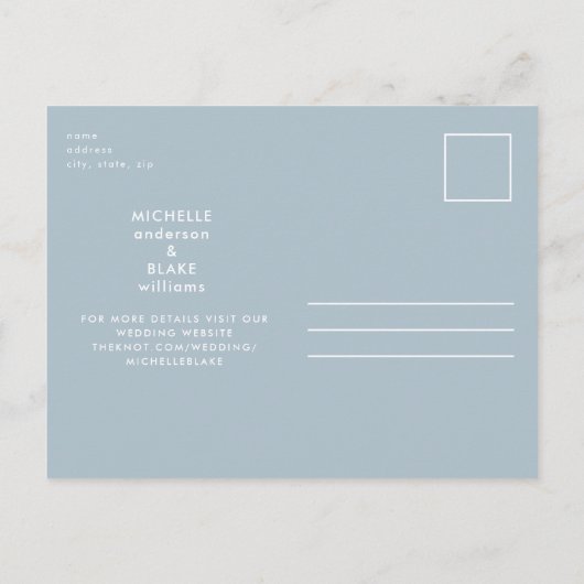 Eenvoudige Icy Blue Winter Wedding Save the Date Briefkaart (Achterkant)