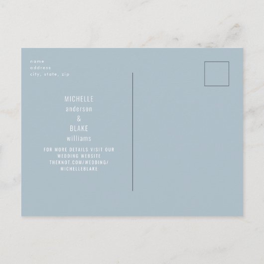 Eenvoudige Icy Blue Winter Wedding Save the Date Uitnodiging Briefkaart (Achterkant)