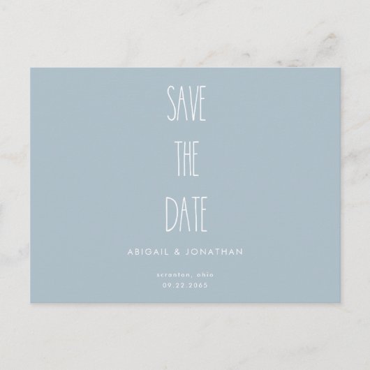 Eenvoudige Icy Blue Winter Wedding Save the Date Uitnodiging Briefkaart (Voorkant)