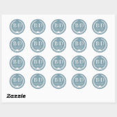 Eenvoudige Icy Slate Blauw Monogram Huwelijk Ronde Sticker (Vel)