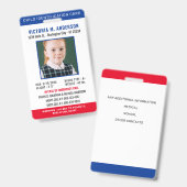 Eenvoudige identiteitskaart voor noodgevallen met  badge (Front & Back)