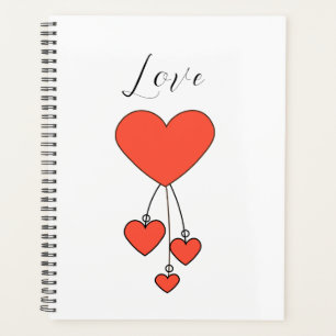 Eenvoudige illustratie met de sjaalhartenliefde planner