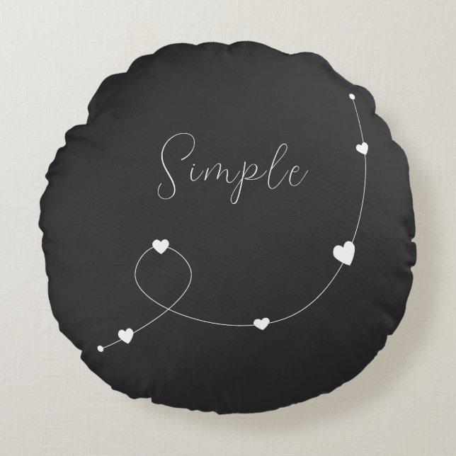 Eenvoudige illustratie met hart in minimalistische rond kussen (Voorkant)