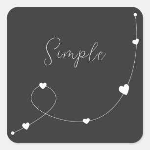 Eenvoudige illustratie met hart in minimalistische vierkante sticker