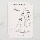 Eenvoudige illustratie met QR-code RSVP bruiloft Kaart (Voorkant / Achterkant)