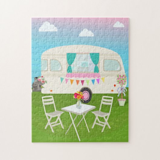 Eenvoudige illustratie reisscène legpuzzel (Verticaal)