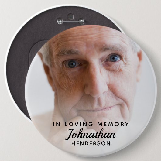 Eenvoudige "In Liefdevolle Herinnering" Foto Herde Ronde Button 6,0 Cm (Voorkant /achterkant)