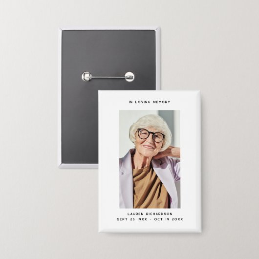 Eenvoudige In Liefdevolle Herinnering Herdenkingsf Button (Voorkant / Achterkant)