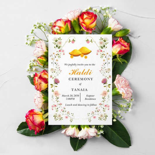 Eenvoudige Indiase bruiloft Haldi ceremonie Kaart