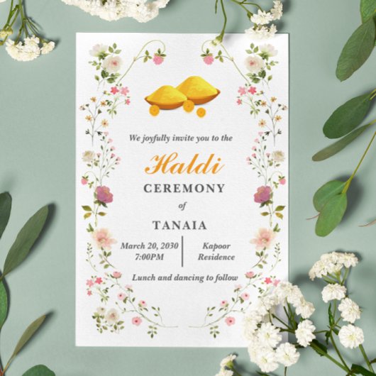 Eenvoudige Indiase bruiloft Haldi ceremonie Kaart