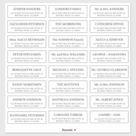 Eenvoudige individuele gasten bruiloft adresetiket sticker