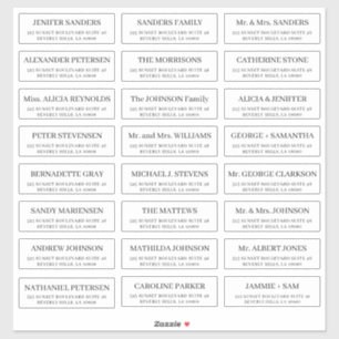 Eenvoudige individuele gasten bruiloft adresetiket sticker