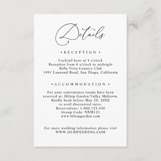 Eenvoudige informatie over het huwelijk tussen zwa informatiekaartje (Voorkant)