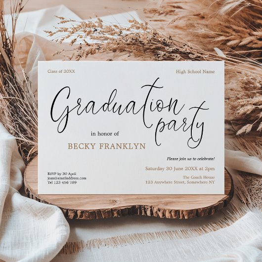 Eenvoudige Informele Typografie Gold Graduparty Kaart