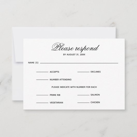 Eenvoudige ingang vier keuzes - RSVP kaart (Voorkant)