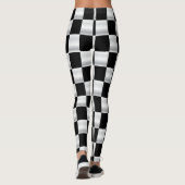 Eenvoudige ingecheckte vlag leggings zwart-wit (Achterkant)