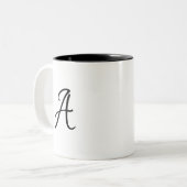 Eenvoudige initiaal letter monogram logo koffie mo tweekleurige koffiemok (Voorkant links)