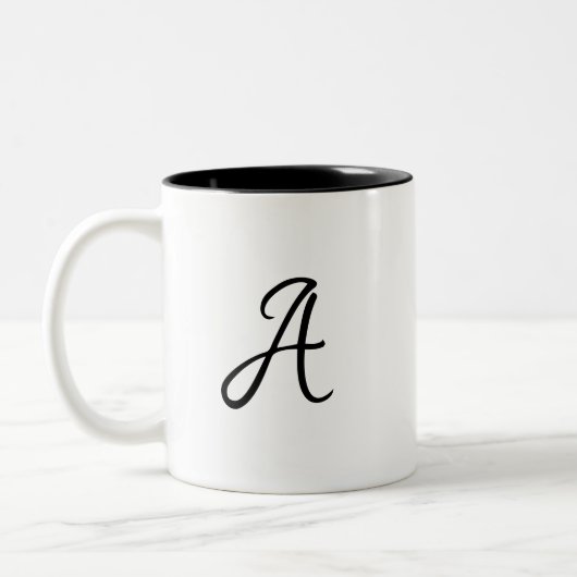 Eenvoudige initiaal letter monogram logo koffie mo tweekleurige koffiemok (Links)