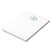 Eenvoudige Initiaal zwart-wit en blauw laptopblok Notitieblok (Linkerzijde)