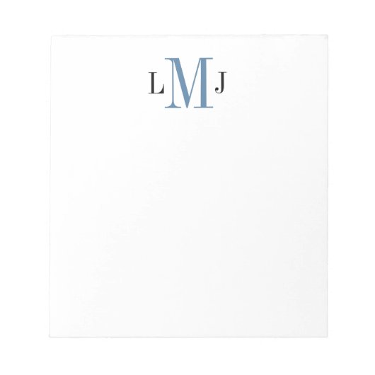 Eenvoudige Initiaal zwart-wit en blauw laptopblok Notitieblok (Voorkant)